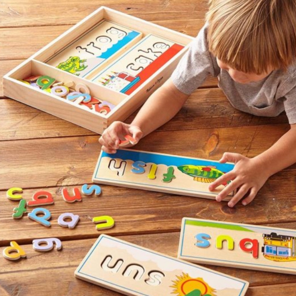Melissa Doug wooden spelling puzzles toy